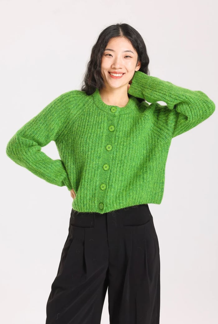 Knit Cardigan - Green image